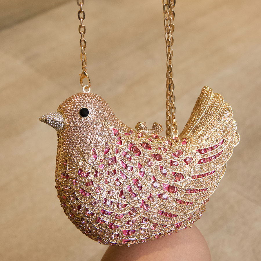 Women Bags Gold - niche design sense bird full diamond