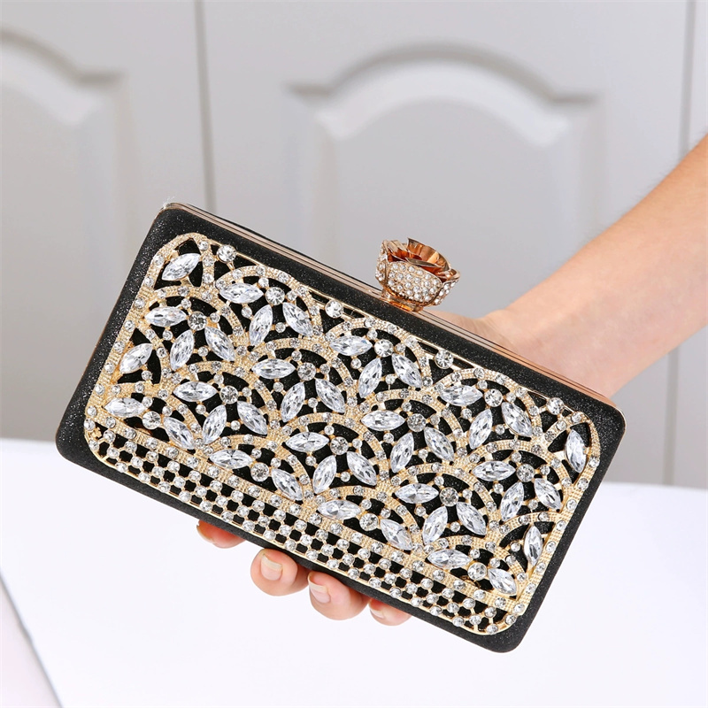 Women Bags Dubai - Luxury Diamond Metal Frame Evening Bag