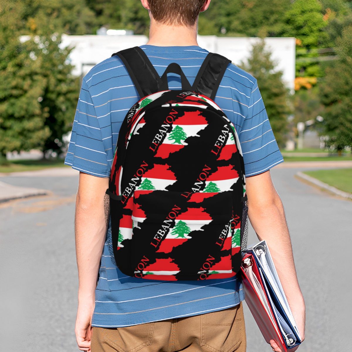 Lebanon Flag Map Backpack Hot  - Women Bags Lebanon ulasan dan harga