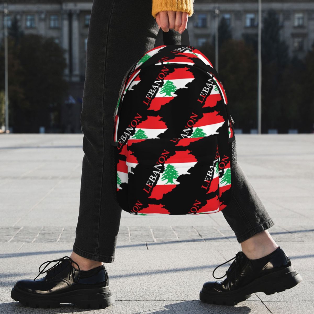 Lebanon Flag Map Backpack Hot  - Women Bags Lebanon ulasan dan harga