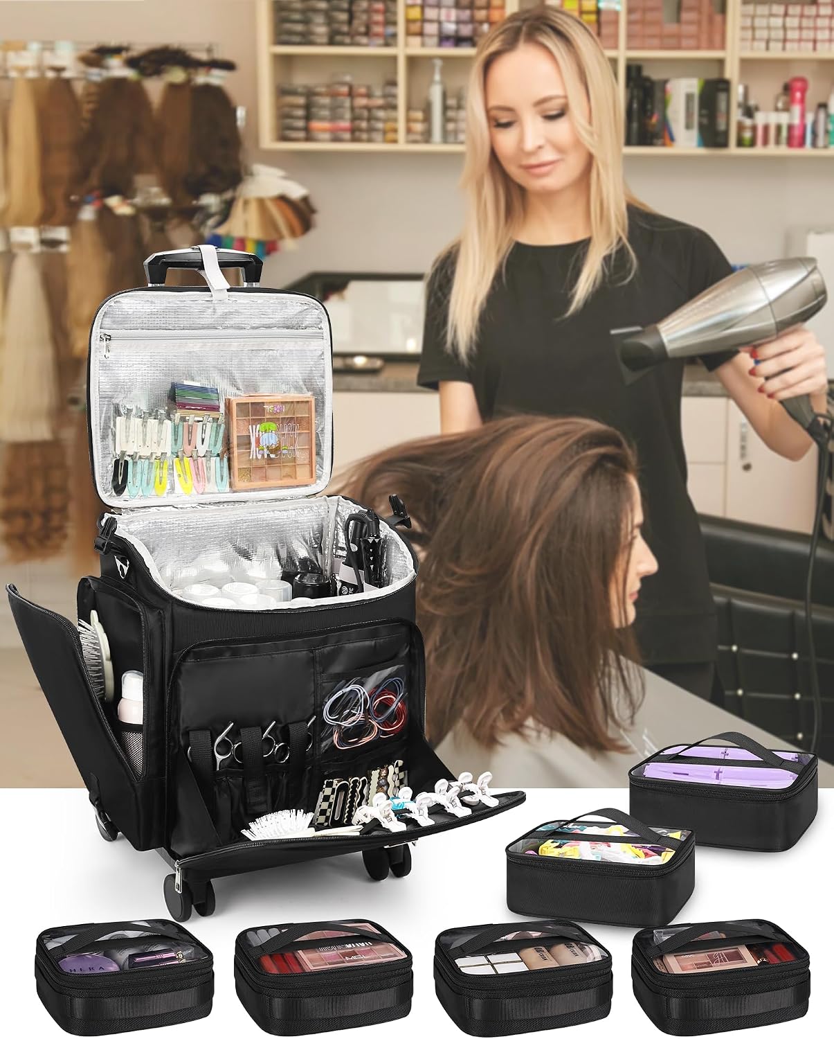 Rolling Makeup Case Hair Tools - Women Bags For Women ulasan dan harga