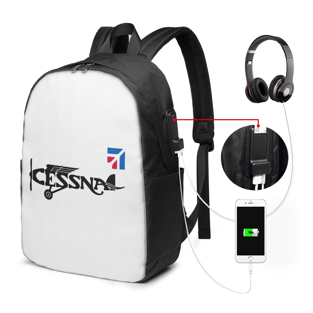 Cessna Logo Backpack Travel No - Women Bags For Women ulasan dan harga