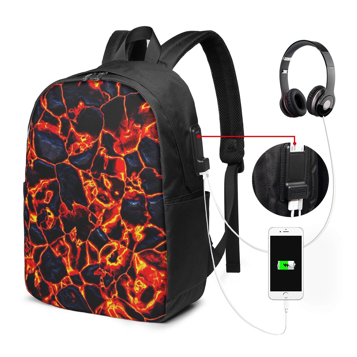 Magma Volcano Lava Fire Backpa - Women Bags For Women ulasan dan harga