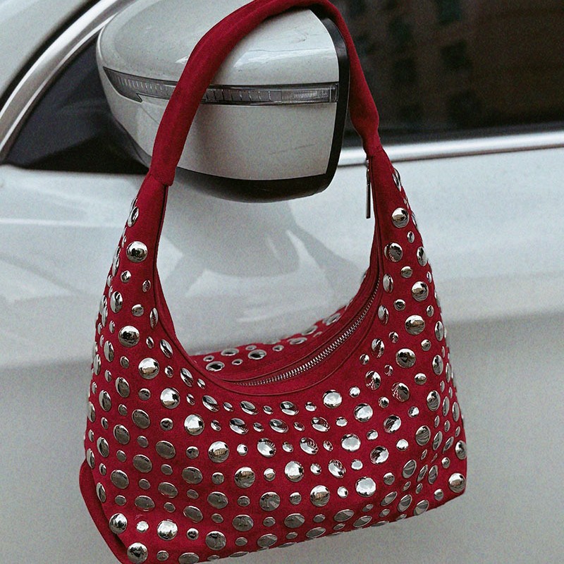 New high-end Leather Rivet Buc - Women Bags High End Brands ulasan dan harga