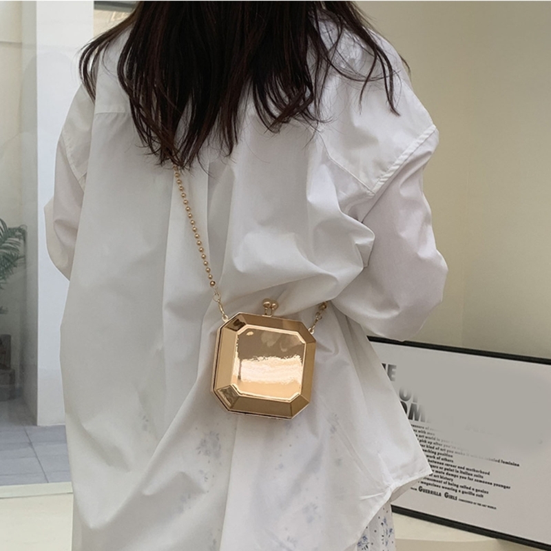 Mini Luxury Gold Party Evening - Women Bags Gold ulasan dan harga