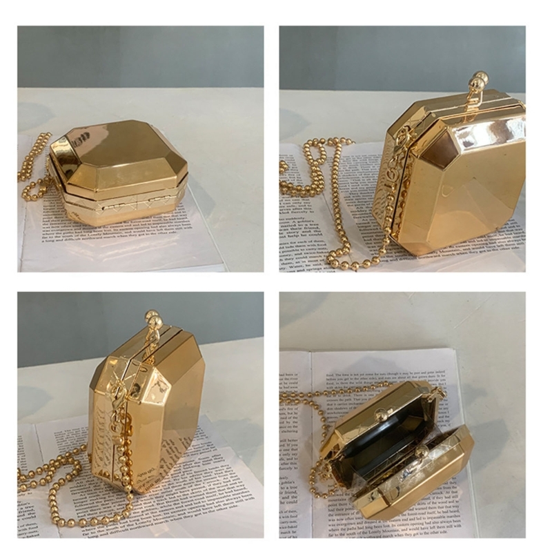 Mini Luxury Gold Party Evening - Women Bags Gold ulasan dan harga