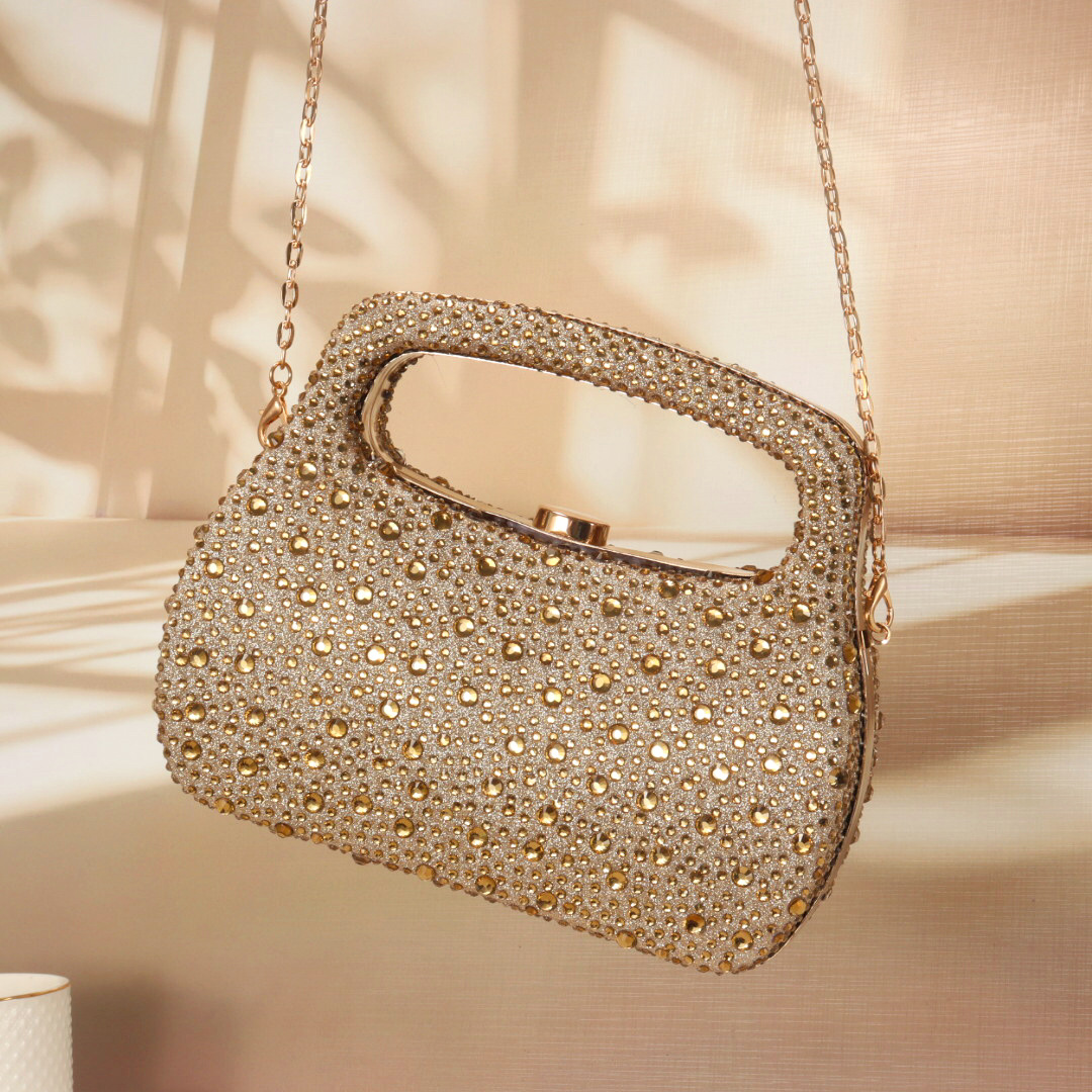 Gold glitter luxury hot diamon - Women Bags Gold ulasan dan harga