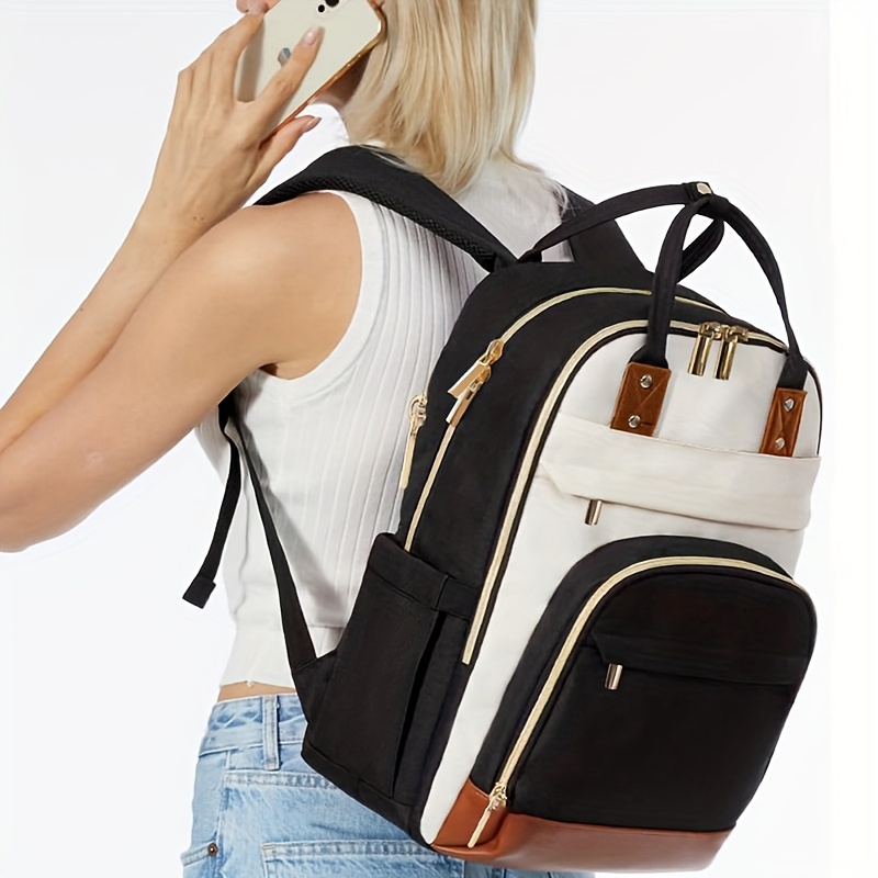 Women Two Tone Laptop Backpack - Women Bags Gold ulasan dan harga
